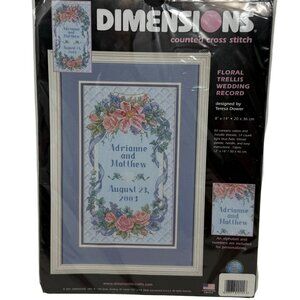 Dimensions  35067 Cross Stitch Kit Wedding Record 8"x14" Unframed New Sealed